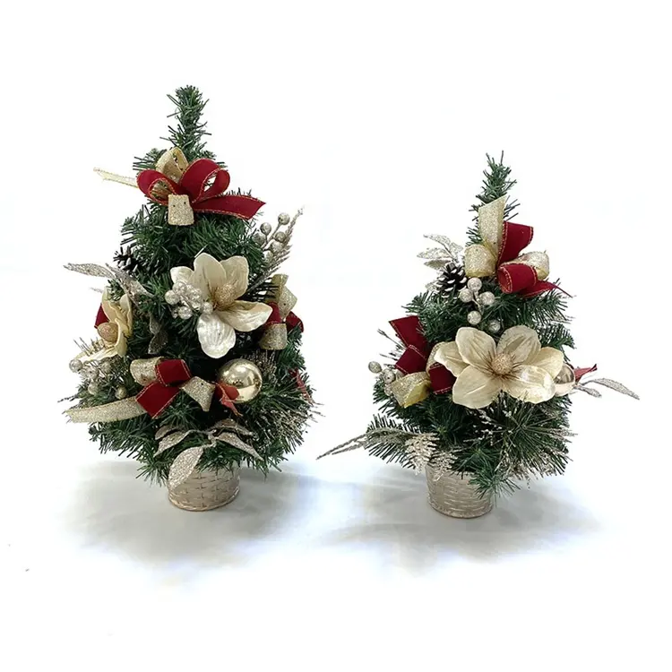 2023 nuovi piccoli piccoli ornamenti decorativi da tavolo pre completamente decorati glitter mini albero di decorazioni natalizie artificiali