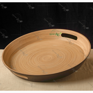Bandeja Redonda de Bambú para Desayuno, Elegante, Ecológica y Duradera, con Asa, Apta para Microondas, Fácil de Limpiar, de Lujo - Product Image 2