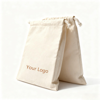 Vente flash - Pochette anti-poussière de couleur naturelle, logo personnalisé imprimé, petite pochette en coton avec cordons