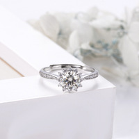 Bague en moissanite S925 très vendue, bague ajustable 1 carat, bague de fiançailles pour couple
