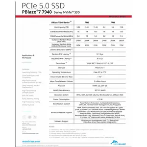 Pblaze7 7940 u.2 PCIe 5.0 doanh nghiệp SSD 15.36t 3.84t cho máy tính máy chủ và công việc trạm doanh nghiệp SSD