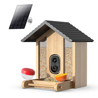 Mangeoire intelligente en bois naturel AI identifie plus de 10000 oiseaux et détection de mouvement Observation des oiseaux en temps réel alimentée par un panneau solaire