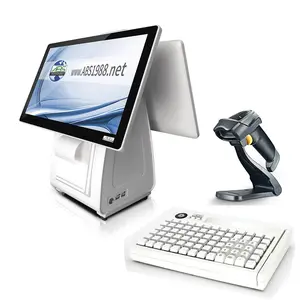 Best seller in the world 15 inch restaurant Pos System all in one touch dual screen all in one scanner printer