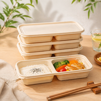 Boîte bento jetable écologique en amidon de maïs, conteneur alimentaire rectangulaire japonais avec couvercle pour la restauration