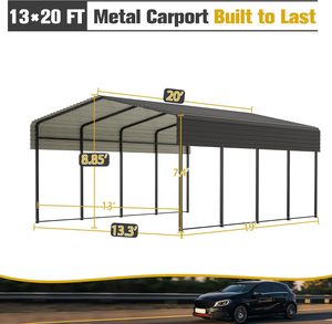 Directo de fábrica Moderno 12x20 Impermeable Independiente Heavy Duty Metal Carport Hecho en China PARA 2 AUTOS Estacionamiento al aire libre - Product Image 4