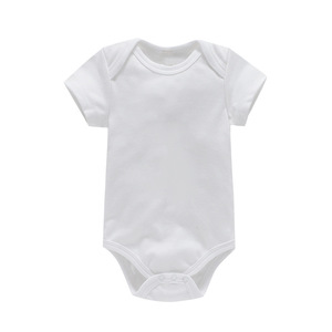 Ropa de bebé 100% algodón para recién nacido, con logotipo personalizado, de verano, lisa, pura, sin estampado, tipo pelele y body, de punto clásico - Product Image 3