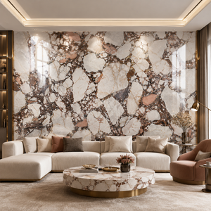 Loseta de Porcelana con Aspecto de Mármol Marrón Noble Earl, Sinterizada, Pulida, 1600 x 3200 x 12 mm para Pared - Product Image 4
