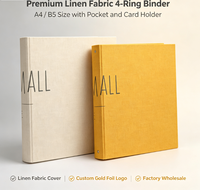 Classeur Premium 4 anneaux A4 B5 avec couverture en carton, pochettes à spirale, porte-cartes, logo personnalisé, estampage à chaud, OEM ODM, fourniture en gros, direct usine