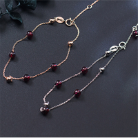 Vente en gros de bracelets en argent sterling 925 personnalisés pour femmes et adolescents Bijoux de fête à la mode avec perle de grenat plaquée or