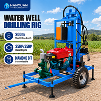 150m 200m machine portable sur roues de forage rotatif à boue pour puits d’eau diesel 25CV foreuse de puits d’eau