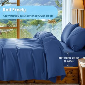 Ultra Soft Cooling Eucalyptus Collection Luxury Queen Size Fitted Silver Ions 100% <b>Bamboo</b> Lyocell Bed <b>Sheet</b> Set for Hot Sleepers - Product Image 4