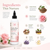 Minyak Rambut Botani Chebe Rose 120ml Ekstrak Mawar Macadamia Jojoba Lavender Vitamin E Perawatan Kulit Kepala untuk Rambut Kering Mengembang dan Berkilau