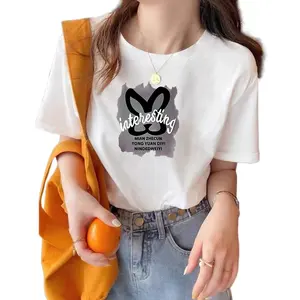 Wholesale Summer T-shirt Women Casual Women's Clothing Printed T-shirt Girl Mickey in Cartoon Cotton Nautical Graphic Black