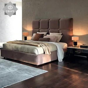Rahmen Doppel Luxus bett Polster Hotel Bett Zimmer möbel Schlafzimmer Set Neueste Holz Moderne Designs King Size Leder Wandbett