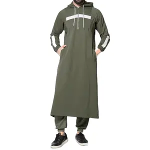 Novos Homens Jubba Thobe Árabe Vestuário Islâmico Inverno Muçulmano Arábia Saudita Árabe Abaya Dubai Vestes Longas Camisola Kaftan Tradicional