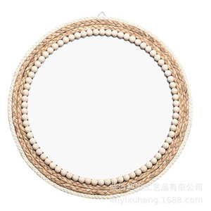 Espejo Decorativo Redondo de Estilo Nórdico XH20-720 XH22-231, Espejo de Pared de Madera para Hogar, Bar, Sala de Estar, Entrada - Product Image 2