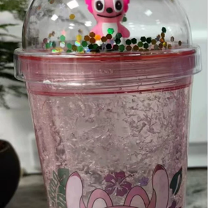 แก้วใส่น้ำทำจากฟางสุดสร้างสรรค์พร้อมฝาปิดถ้วยใส่น้ำสำหรับเด็กดื่มเย็นได้สองชั้นขวดน้ำแข็งแวววาว - Product Image 5