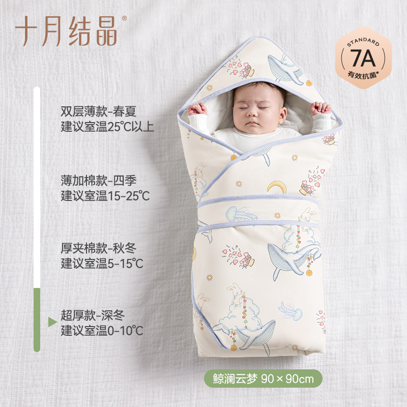 Extra-thick quilted cotton: Whale Dream Cloud Dream 0-10°C