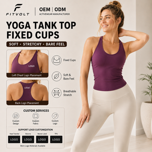 FITVOLT Top Intimo Donna con Spalline Incrociate, Reggiseno Sportivo Integrato con Imbottitura, Scollo Rotondo, Traspirante, per Yoga e Allenamento - Product Image 1