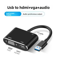 Convertisseur USB3.0 USB2.0 vers VGA avec port audio 3,5 mm pour ordinateurs portables vers moniteurs, téléviseurs, projecteurs, adaptateur USB