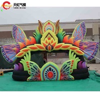 Tente de scène gonflable 8x4,8m pour concerts et décorations de fêtes, cabine DJ en forme de papillon avec design de ballons