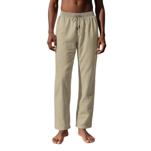 <span class=keywords><strong>Pantaloni</strong></span> da <span class=keywords><strong>uomo</strong></span> casual in <span class=keywords><strong>lino</strong></span> a vita media, tinta unita, a gamba dritta, comodi e traspiranti, per esterni, abbinabili a tutto, Nuova Collezione 2025 - Product Image 5