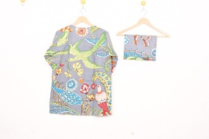 Conjunto de pijama de algodón con cuello redondo para mujer, estampado floral, manga larga, ropa de dormir informal, ropa de dormir de verano, 2 piezas - Product Image 4