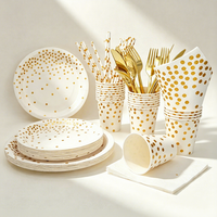 Assiettes jetables de haute qualité, élégantes et luxueuses, avec design estampé à chaud, collection Pumpkin Party, pour les fêtes