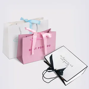 Multi Sizes On Stock Boutique Luxury Square Bottom Gift Shopping Small Big Paper Bags With Your Own Logo Custom Paper Bag