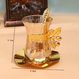 Juego de Tazas de Té Doradas y Negras de Estilo Lujoso de Oriente Medio, Directo de Fábrica, con Platillo y Cucharilla, Taza de Té Aromática para Cafetería, Taza de Espresso - Product Image 5