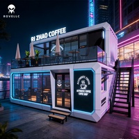 Vente en gros de maisons conteneurs mobiles de luxe en acier préfabriqué à 2 étages, type capsule spatiale, pour applications commerciales et cafés
