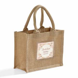 Sac fourre-tout en jute à thème décontracté pour mariage, avec poignée épaisse naturelle, sacs personnalisés écologiques, sacs souvenirs - Product Image 2