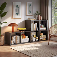 Étagère de rangement en acier à 6 cubes, design moderne, portable et écologique, bibliothèque ouverte équilibrée pour salon et bureau