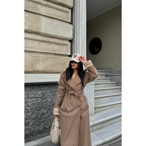 Abrigo de Visón para Mujer, Estilo Vintage Otoño Invierno, Cuello Alto, Puños Beige Teñidos, Transpirable, Tallas XS a XL - Product Image 2