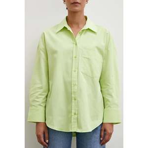 Chemise en popeline H&M à coupe classique, verte, boutonnée, chemisier décontracté pour femmes, à porter tous les jours - Product Image 5