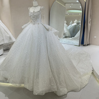 DW0071 élégante robe de bal pailletée robe de mariée moderne pour Offre Spéciale de mariée grande taille avec dentelle complète et train chapelle