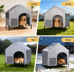 Con Chó Nhà Thời tiết tán 2-trong 1elevated con chó giường bên ngoài lớn con chó cũi - Product Image 6