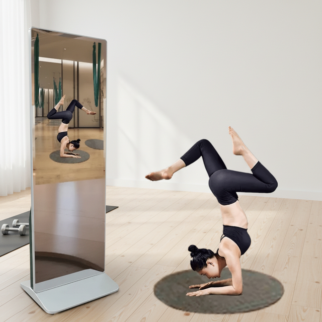 Household Gym Android Intelligent Mirror 1920x1080 Digital Display Capacitive Touch Screen Floor Standing Smart Mirror