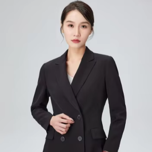 Tailleur <span class=keywords><strong>Blazer</strong></span> de Bureau Tendance pour Femme à Simple Boutonnage avec Pantalon, Haut Court Tissé Long à Motif Uni et Décoration de Boutons Brodée - Product Image 1