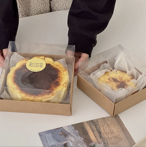 4 Inch 6 Inch <strong>Basque</strong> Cheesecake Box Cheese Cake Packaging Transparent Lid Baked Dessert Kraft Boxes - Product Image 4