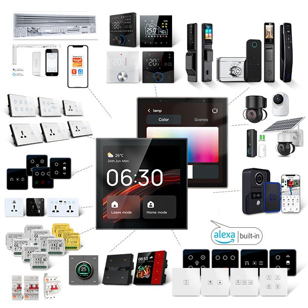 Built in Alexa Voice Control Panel Control Gateway Smart Home Zigbee Gateway Tuya Smart Home Wall Screen Panel