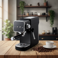 Machine à expresso semi-automatique en acier inoxydable noir mat de luxe, panneau tactile couleur, barista à domicile haut de gamme, café italien, hôtel