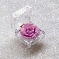 Rose Éternelle Préservée en Gros, Vente Chaude, Cadeau dans Petite Boîte en Cristal pour la Saint-Valentin et Noël