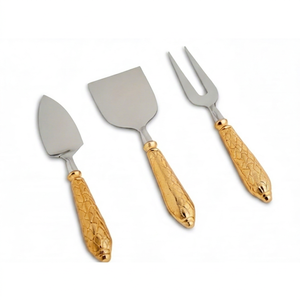 Stainless Steel <b>Cheese</b> <b>Knife</b> <b>Set</b> With Gold Brass Handle Perfect Cutlery Flatware For Kitchenware Wedding And Parties Use - Product Image 1