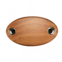 Table de bateau ovale marron avec porte-gobelets intégrés Ensemble de pieds de table de piédestal marin