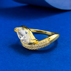 แหวนแต่งงาน CZ เซอร์โคเนียตัดทรงคิวบิกเซอร์โคเนียสีเงินสเตอร์ลิงสำหรับ925 - Product Image 5