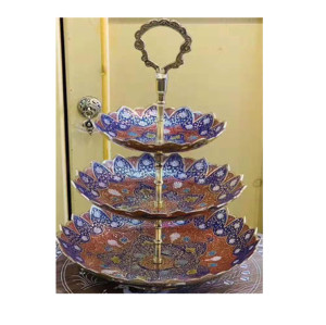 Cuenco de fruta de latón antiguo de tres neumáticos, decoración de mesa de boda, Material de latón, el más vendido - Product Image 2