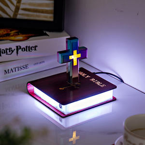 Innovative Technology Novelty Gifts Unique Home Decoration Automatic Rotating RGB Magnetic Floating Colorful Cross Living Room - Product Image 3