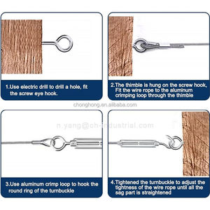 Kits de Suspensión de Luces con Cable de Acero Inoxidable de 7x7 Hilos, Tensor de Cable para Barandilla de Cubierta, Kit de Tensión de Cable de 1/8 Pulgadas - Product Image 5