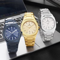 Montre de luxe pour homme HOURLY de haute qualité, en acier inoxydable plaqué bleu, octogonale, décontractée et élégante